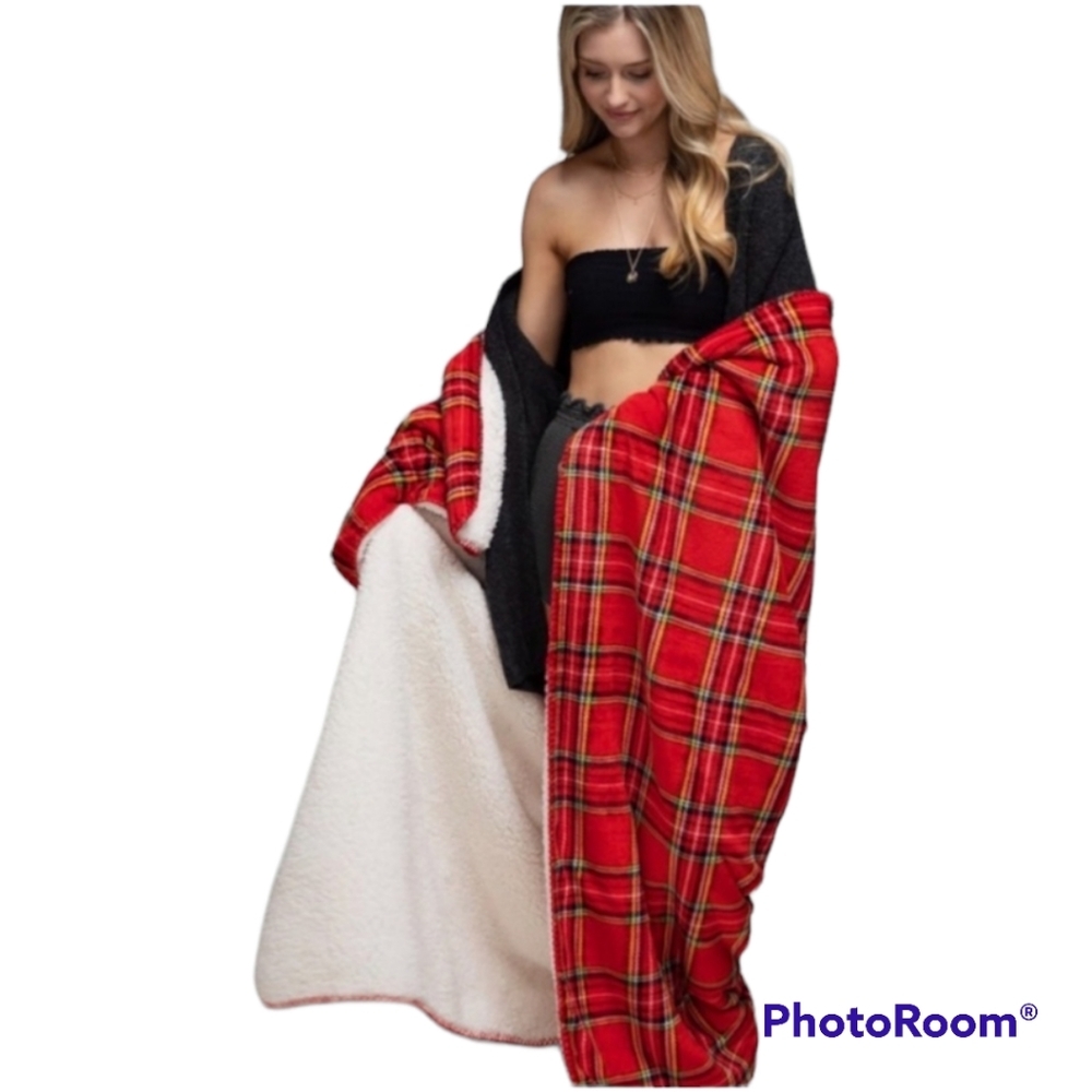 Ruggine Plaid Sherpa blanket